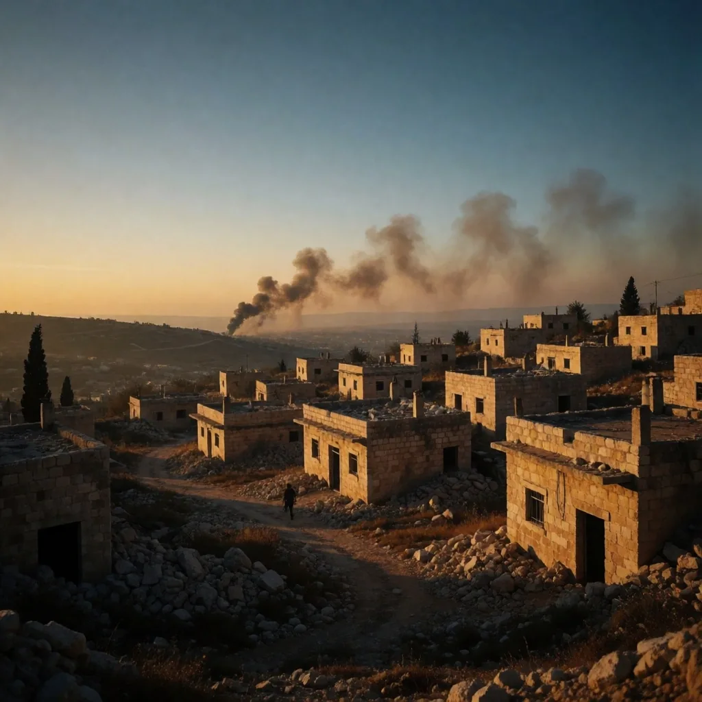 Paisaje del sur del Líbano tras los bombardeos del 7 de septiembre de 2026