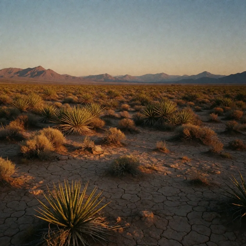 Meseta del altiplano mexicano al atardecer