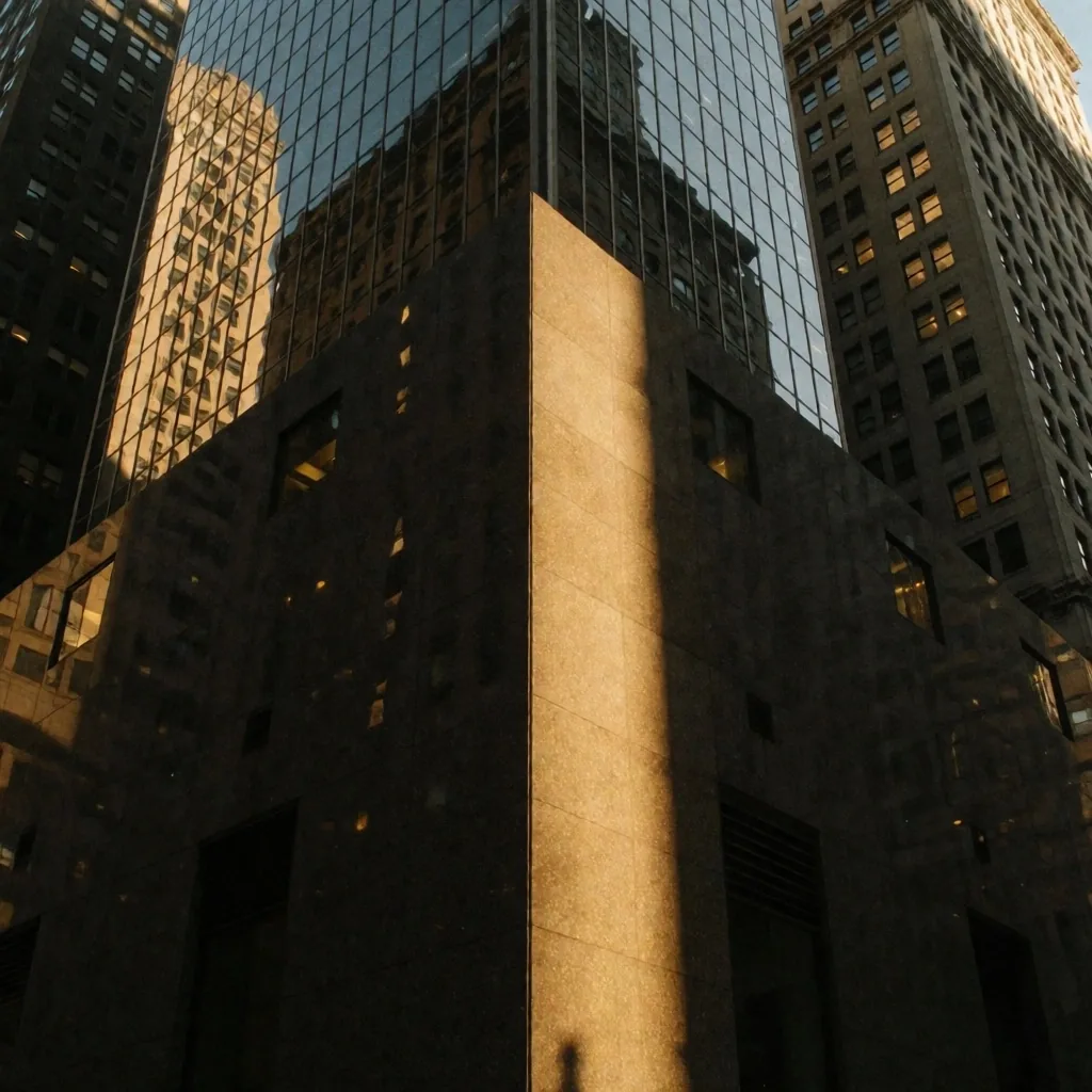 Distrito financiero al atardecer