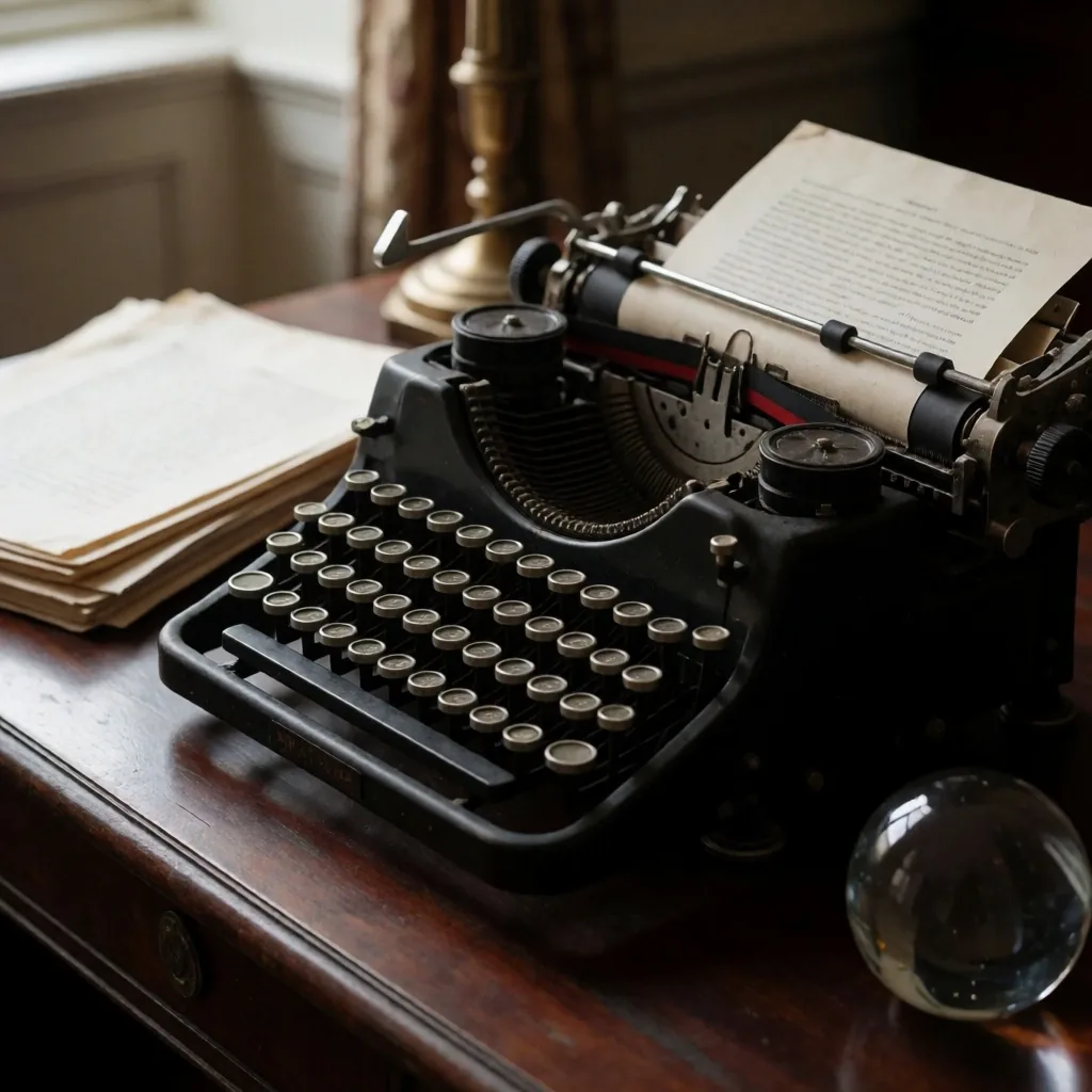 Máquina de escribir en la mesa de redacción